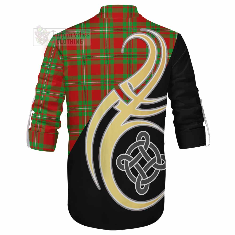 Tartan Vibes Clothing Callander Tartan Ghillie Kilt Shirt with Family Crest and Celtic Symbol Style