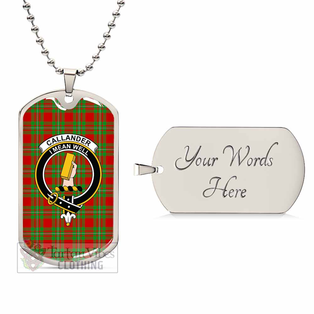 Tartan Vibes Clothing Callander Tartan Dog Tag Necklace with Family Crest