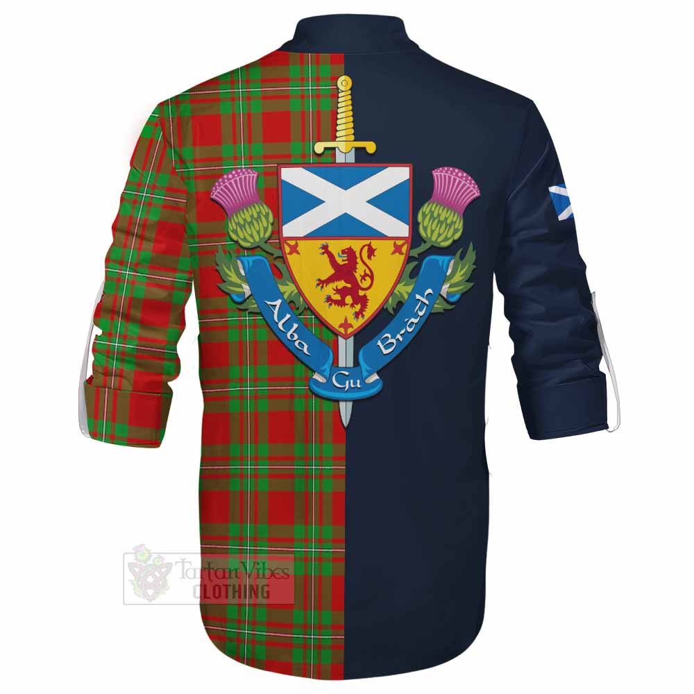 Callander Tartan Ghillie Kilt Shirt Alba with Scottish Lion Royal Arm Half Style