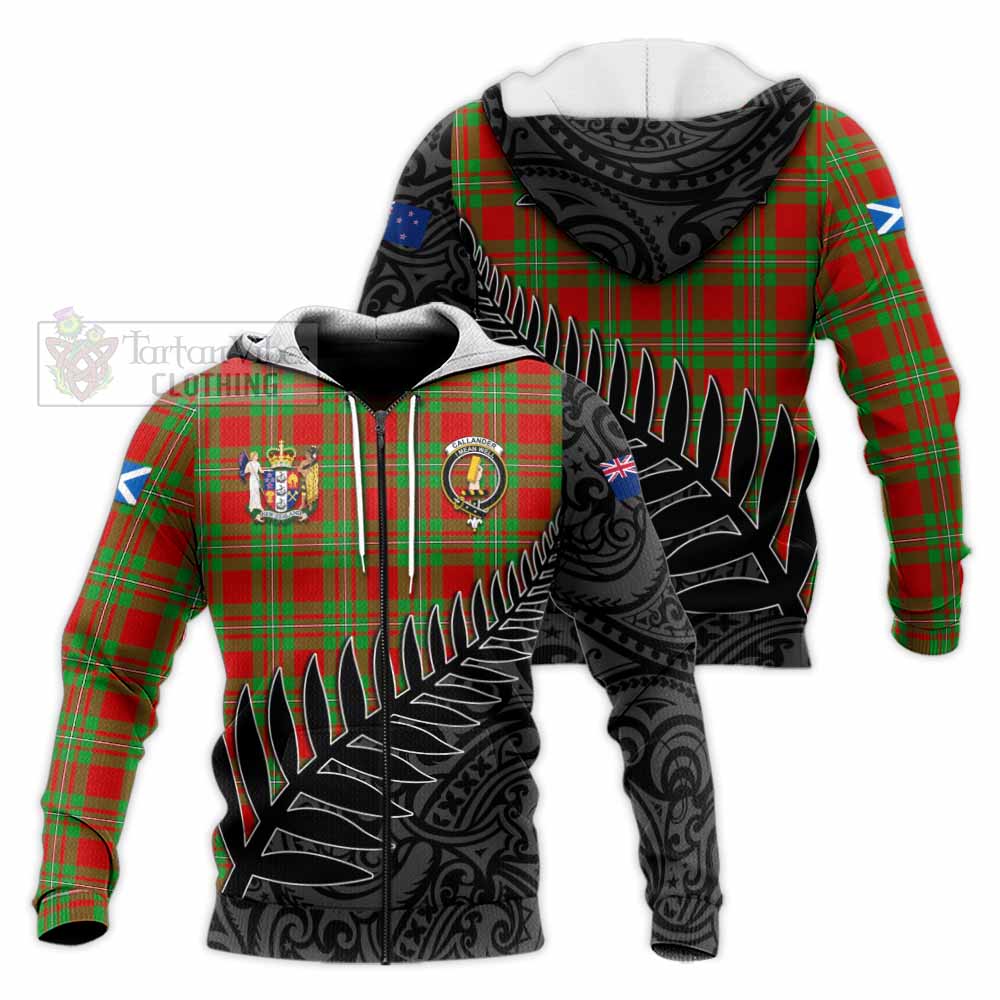 Tartan Vibes Clothing Callander Crest Tartan Knitted Hoodie with New Zealand Silver Fern Half Style