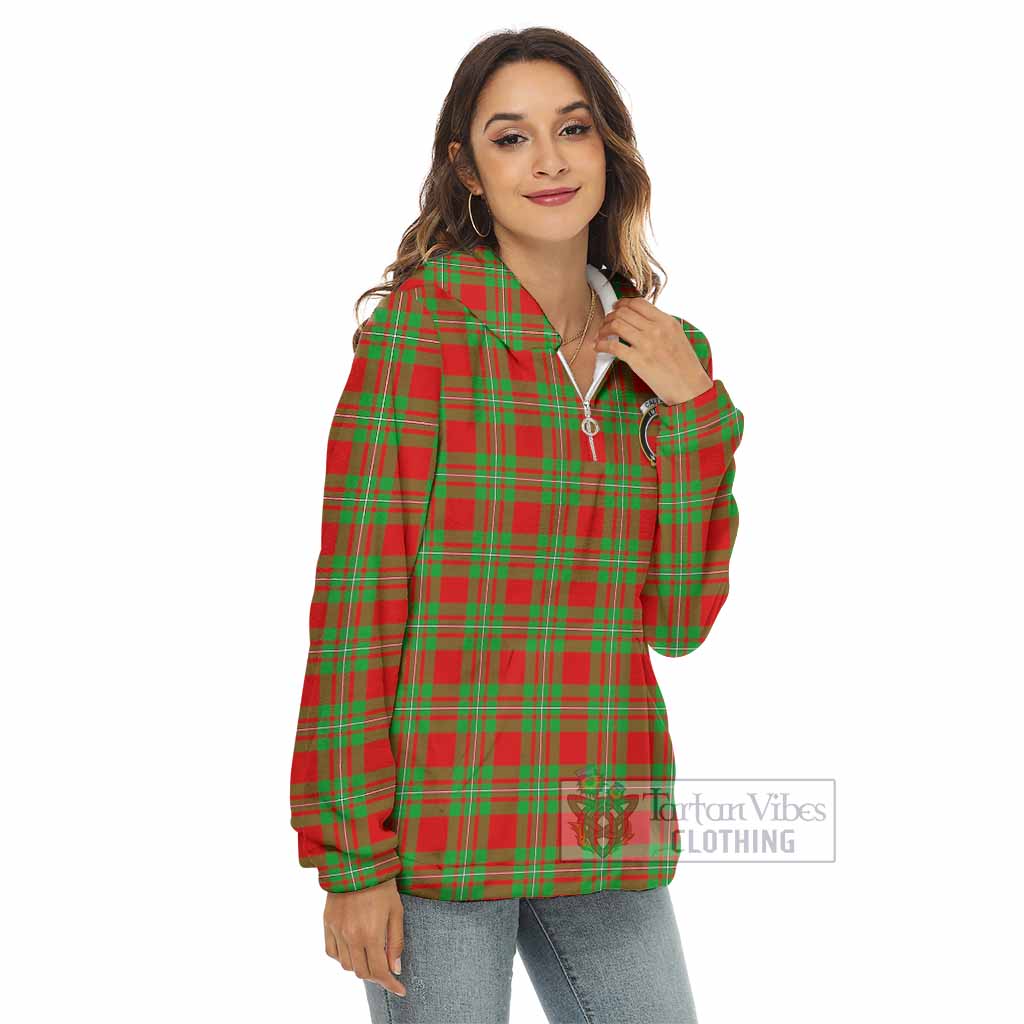 Tartan Vibes Clothing Callander Tartan Crest Women's Borg  Half Zip Fleece Hoodie