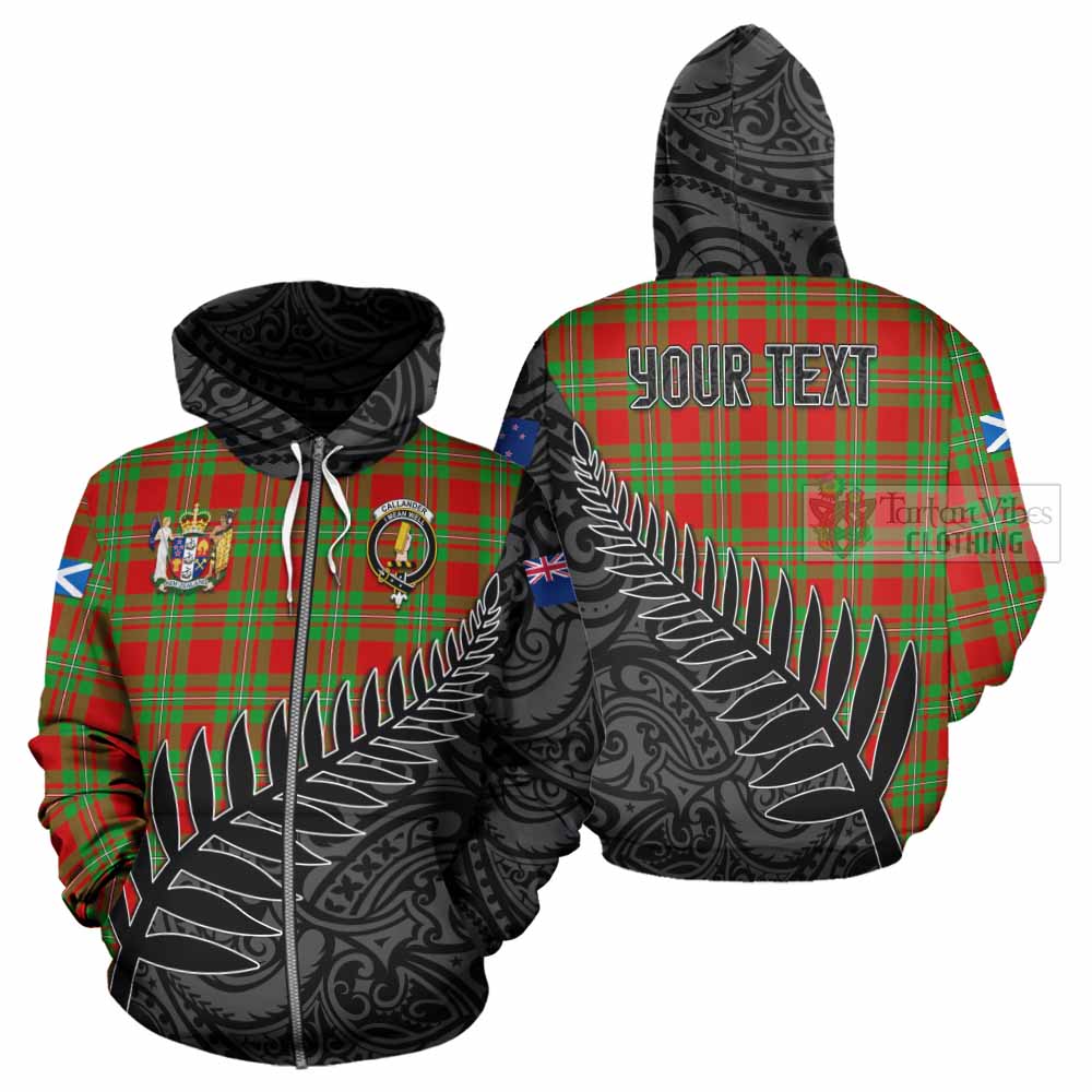 Tartan Vibes Clothing Callander Crest Tartan Hoodie with New Zealand Silver Fern Half Style