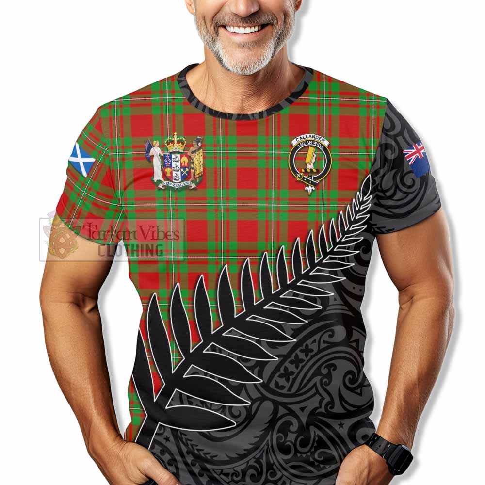 Tartan Vibes Clothing Callander Crest Tartan T-Shirt with New Zealand Silver Fern Half Style