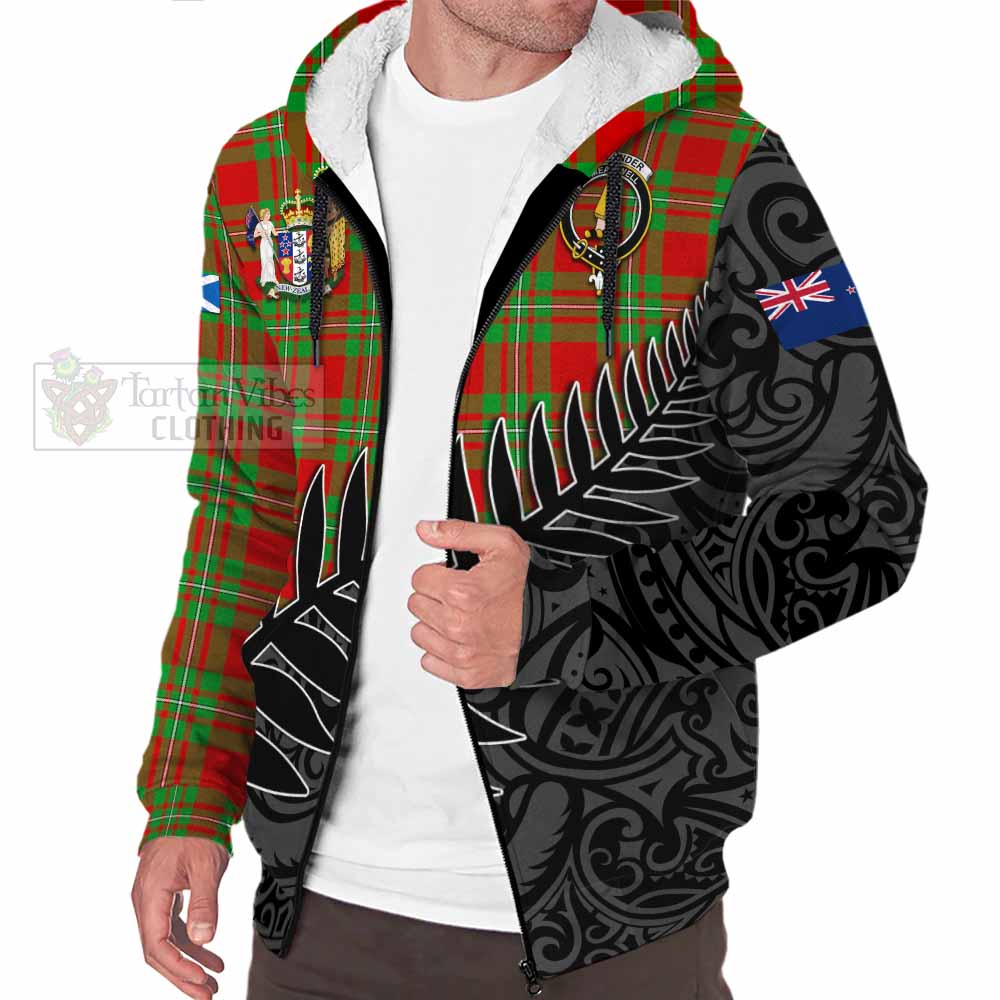 Tartan Vibes Clothing Callander Crest Tartan Sherpa Hoodie with New Zealand Silver Fern Half Style