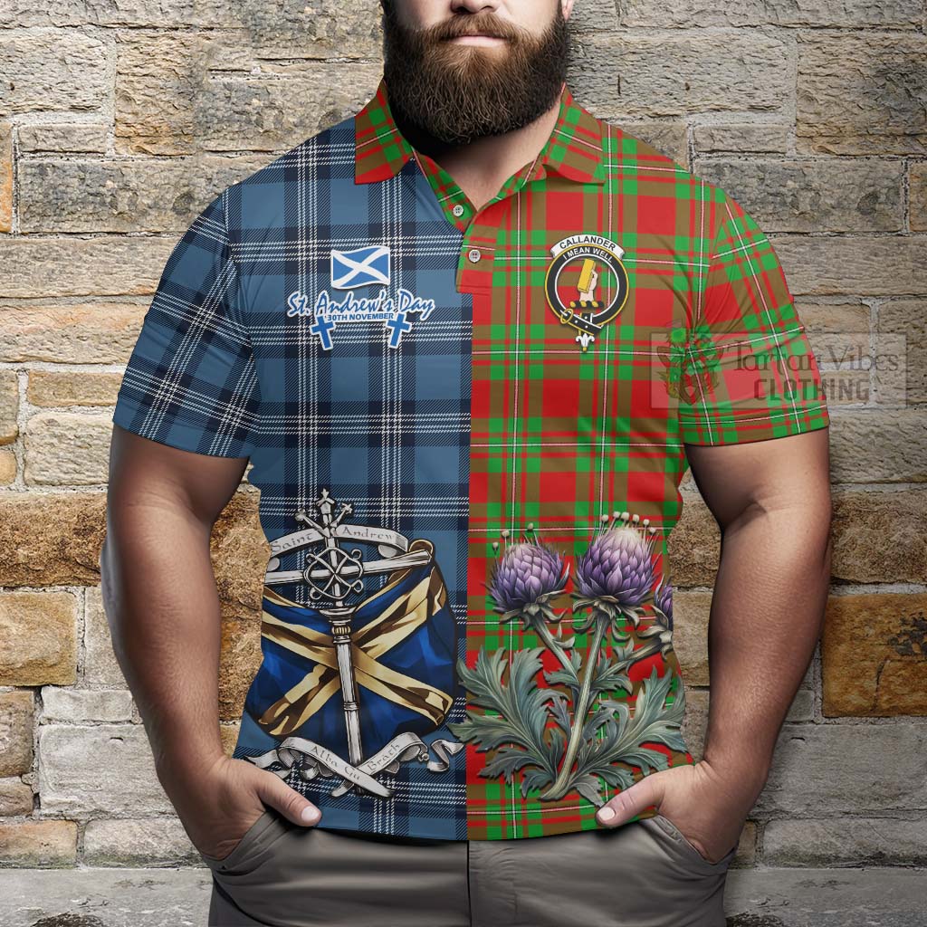 Tartan Vibes Clothing Callander Tartan Polo Shirt Happy St. Andrew's Day Half Tartan Style