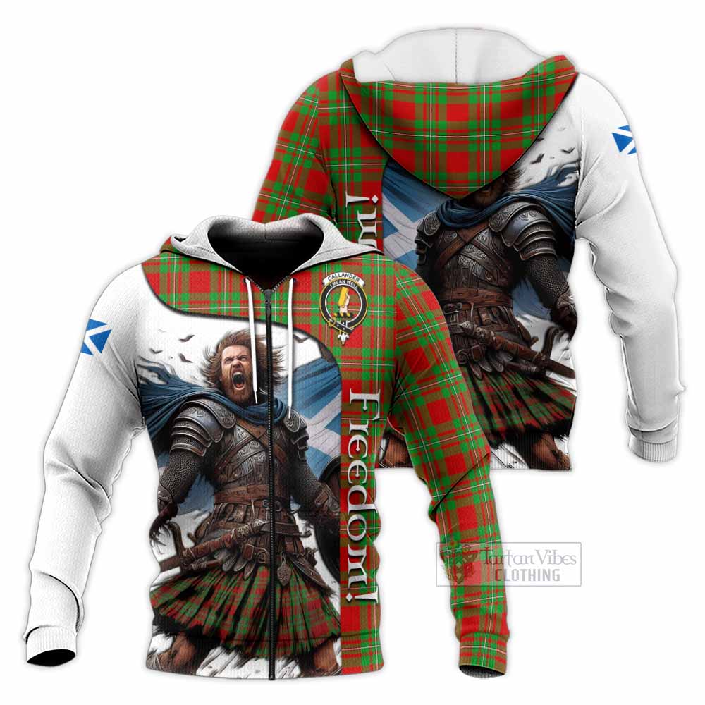 Tartan Vibes Clothing Callander Crest Tartan Knitted Hoodie Inspired by the Freedom of Scottish Warrior