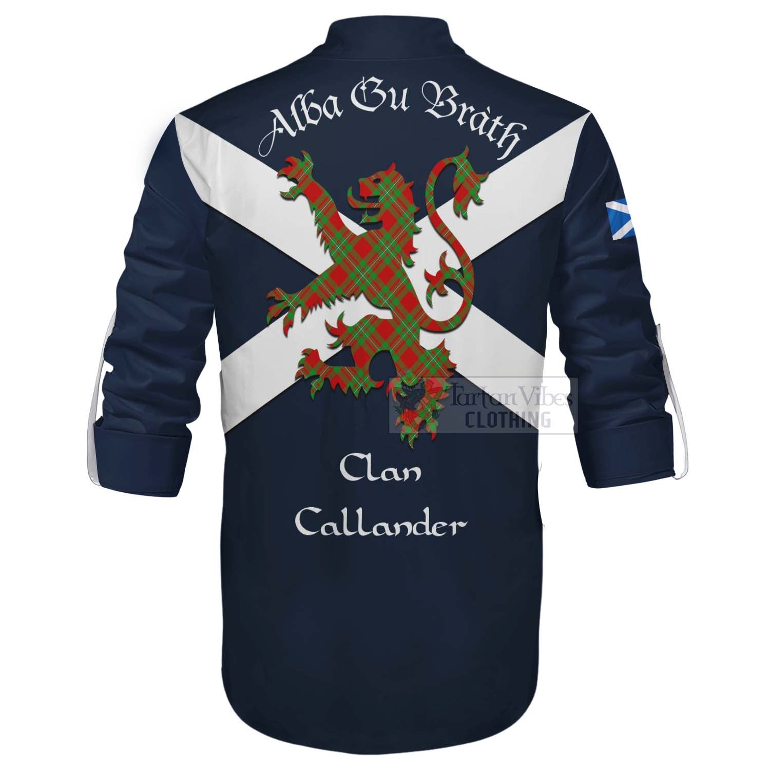 Tartan Vibes Clothing Callander Tartan Lion Rampant Ghillie Kilt Shirt Proudly Display Your Heritage with Alba Gu Brath and Clan Name