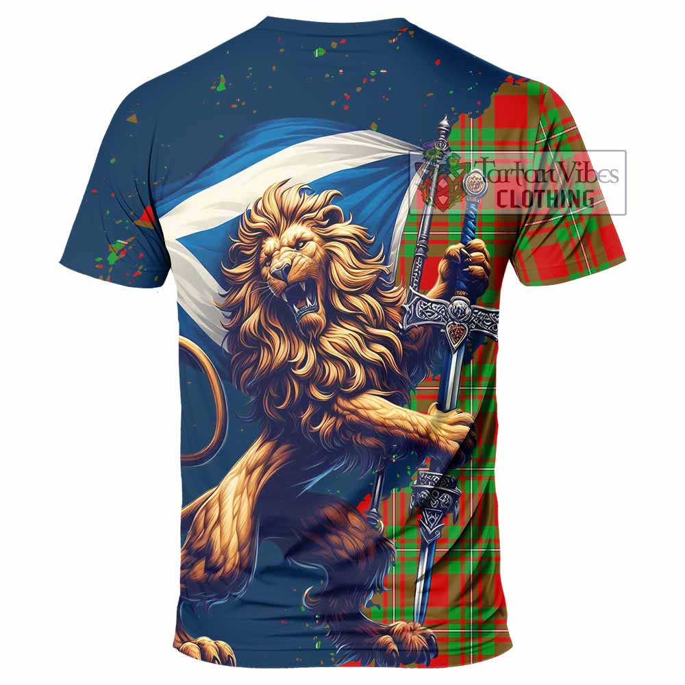 Tartan Vibes Clothing Callander Tartan Family Crest T-Shirt with Scottish Majestic Lion