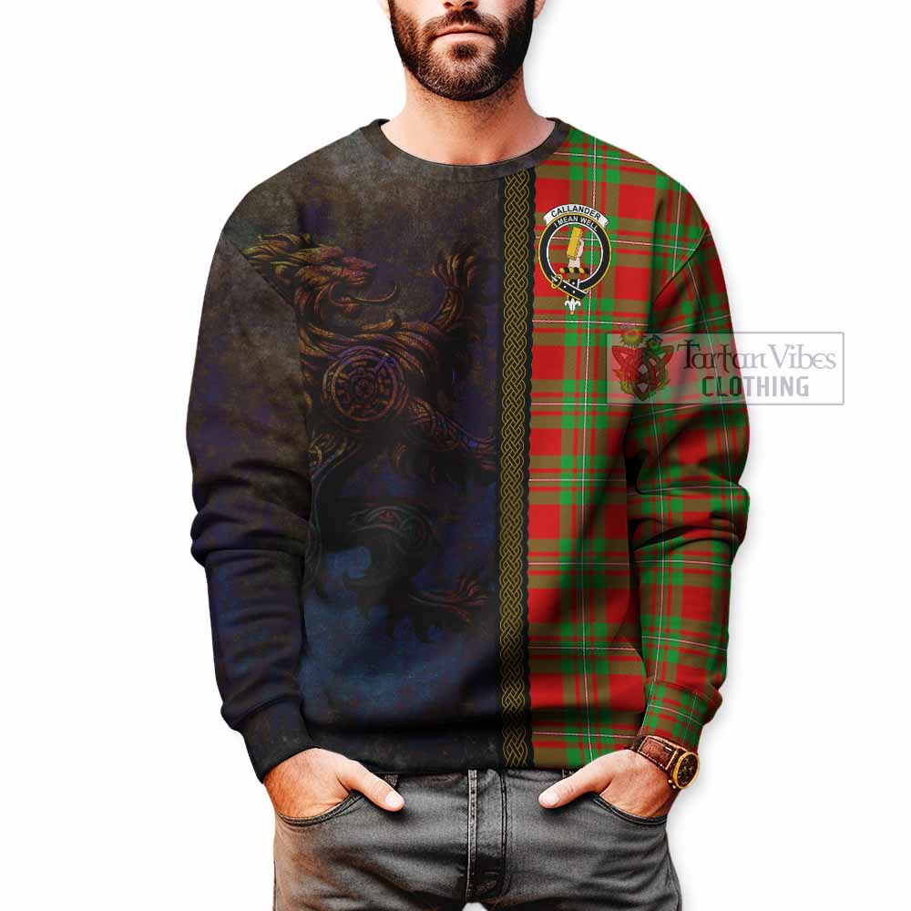 Callander Tartan Family Crest Sweatshirt Alba Gu Brath Be Brave Lion Ancient Style - Tartan Vibes Clothing