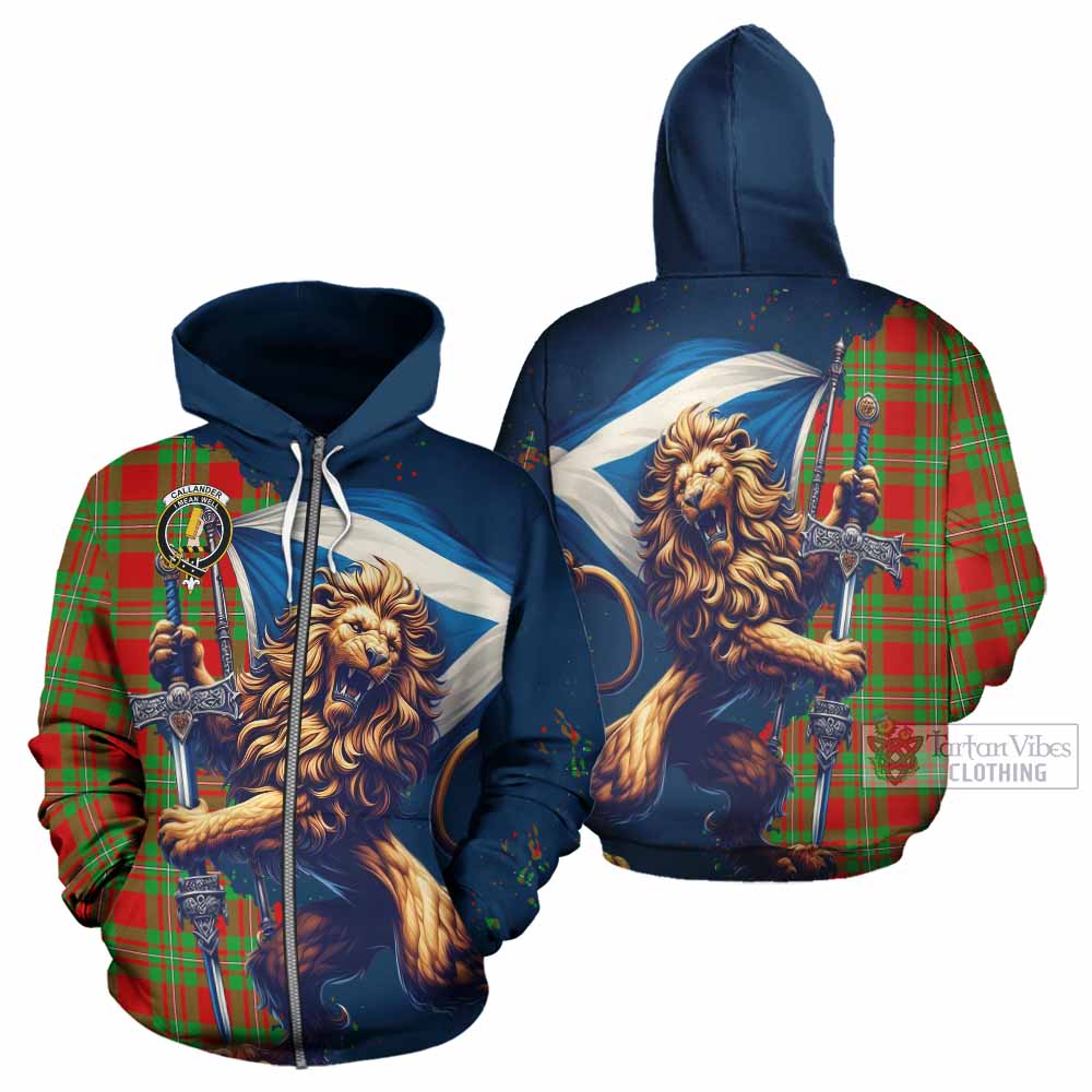 Callander Tartan Family Crest Hoodie with Scottish Majestic Lion