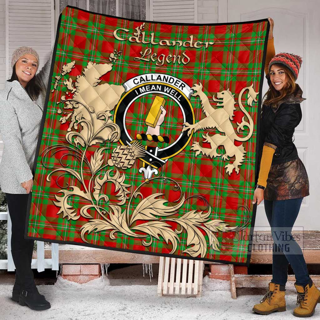 Tartan Vibes Clothing Callander Tartan Quilt with Family Crest and Scottish Symbol Style