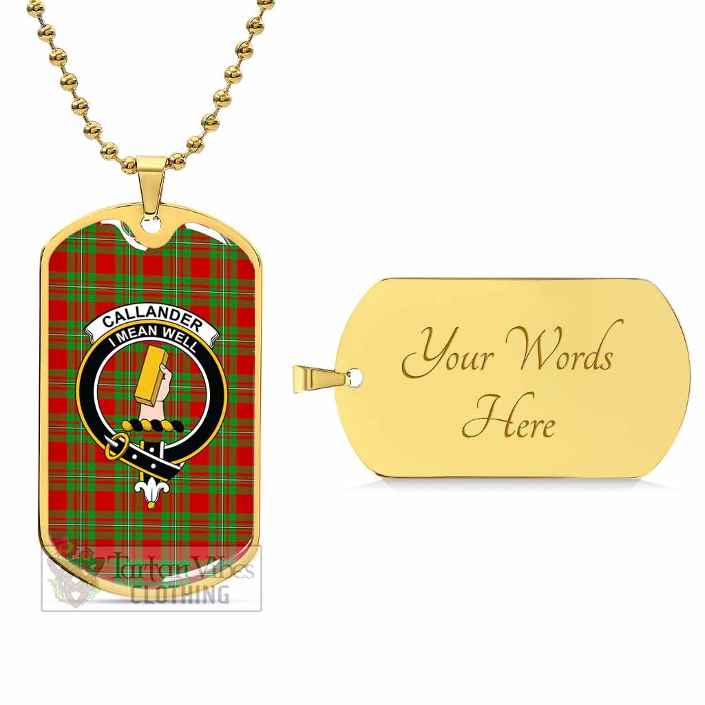 Tartan Vibes Clothing Callander Tartan Dog Tag Necklace with Family Crest