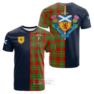 Callander Tartan Cotton T-shirt Alba with Scottish Lion Royal Arm Half Style