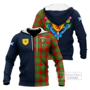 Callander Tartan Knitted Hoodie Alba with Scottish Lion Royal Arm Half Style