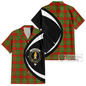 Callander Tartan Short Sleeve Button Up with Family Crest Circle Style