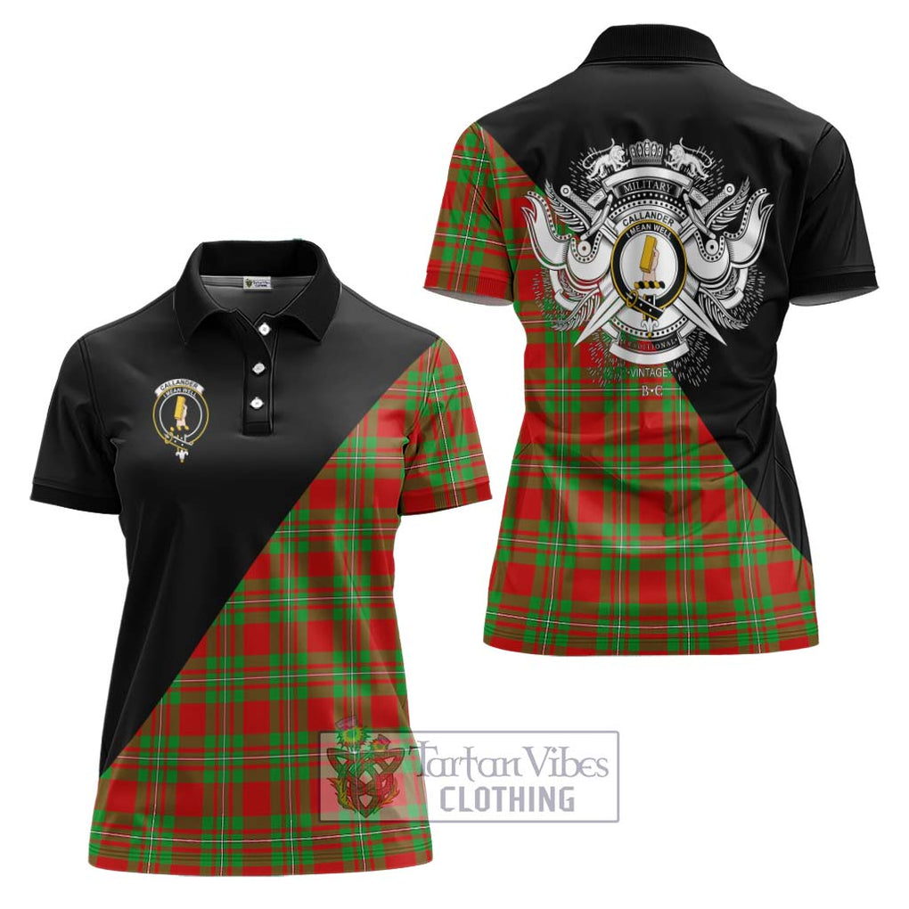 Callander Tartan Women's Polo Shirt with Family Crest and Military Logo Style Women - Tartanvibesclothing Shop