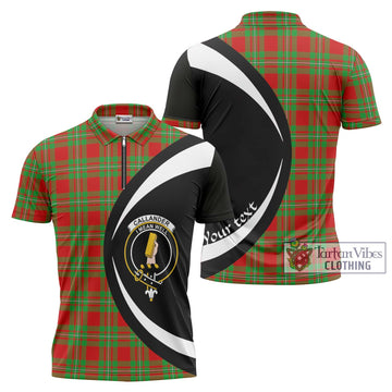 Callander Tartan Zipper Polo Shirt with Family Crest Circle Style