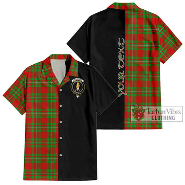 Callander Tartan Short Sleeve Button Shirt with Family Crest and Half Of Me Style