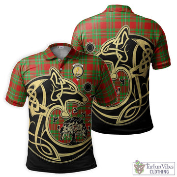 Callander Tartan Polo Shirt with Family Crest Celtic Wolf Style