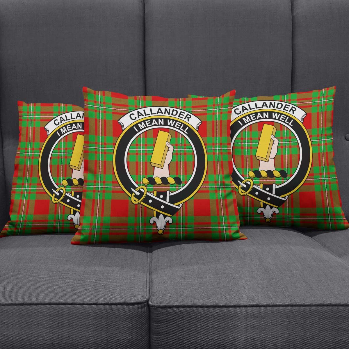 Callander Modern Tartan Pillow Cover with Family Crest Square Pillow Cover - Tartanvibesclothing