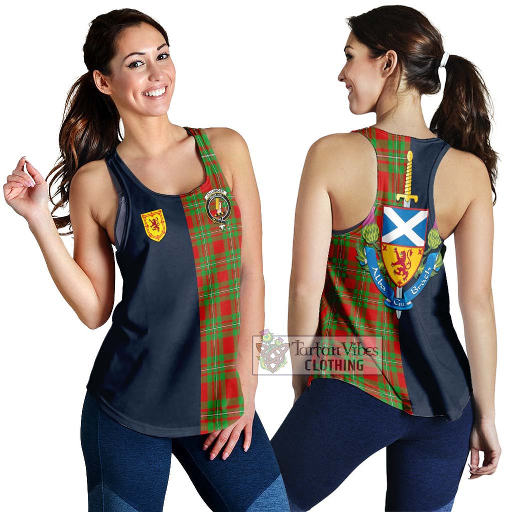 Callander Tartan Women's Racerback Tanks Alba with Scottish Lion Royal Arm Half Style 4XL - Tartan Vibes Clothing