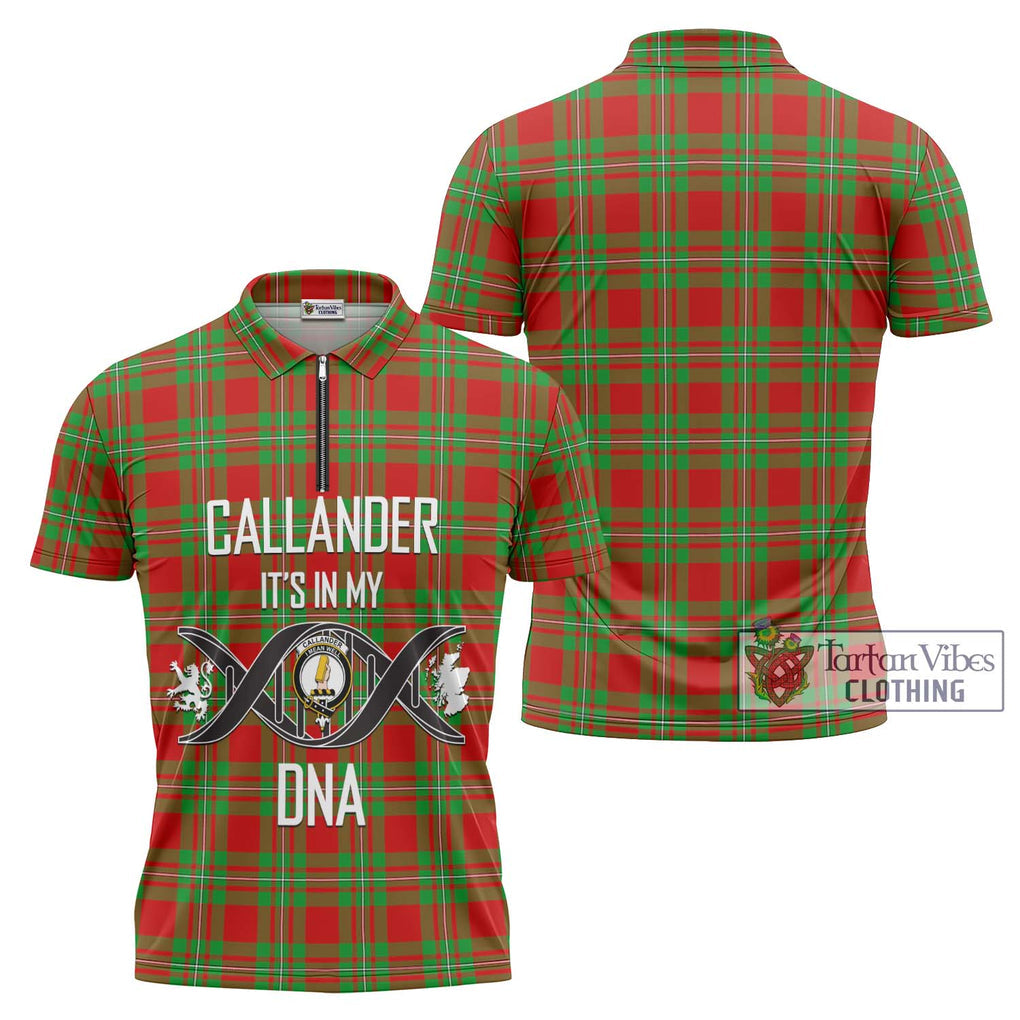 Callander Tartan Zipper Polo Shirt with Family Crest DNA In Me Style Unisex - Tartanvibesclothing Shop