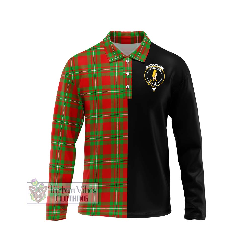 Callander Tartan Long Sleeve Polo Shirt with Family Crest and Half Of Me Style Unisex - Tartanvibesclothing Shop