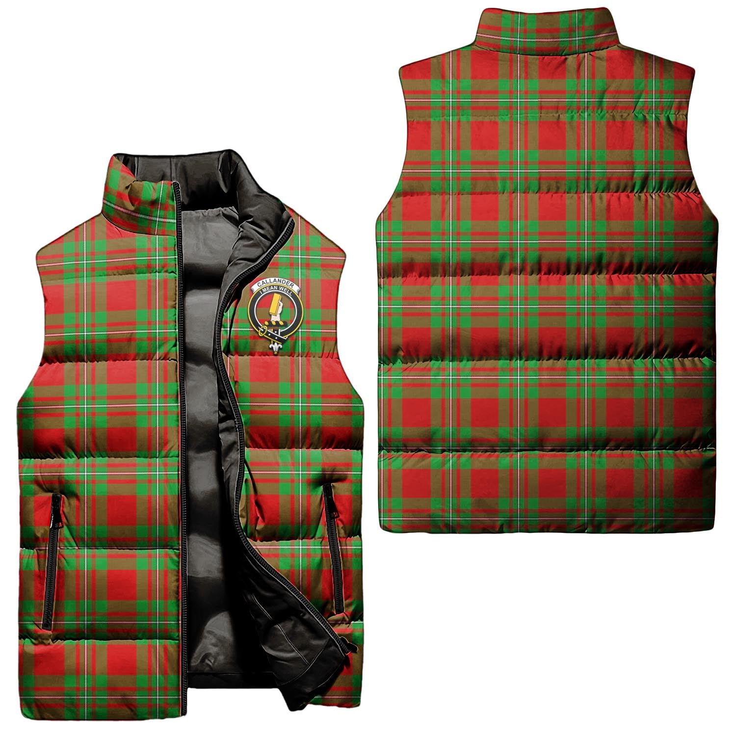 Callander Modern Tartan Sleeveless Puffer Jacket with Family Crest Unisex - Tartanvibesclothing