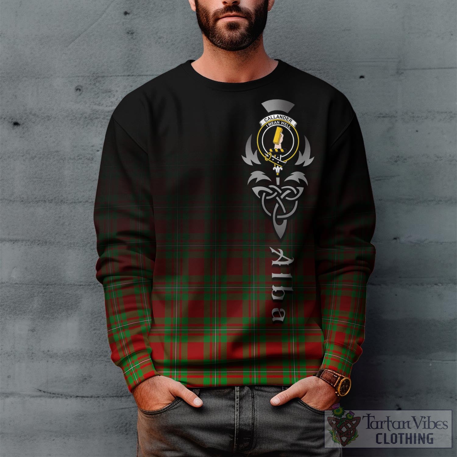 Tartan Vibes Clothing Callander Modern Tartan Sweatshirt Featuring Alba Gu Brath Family Crest Celtic Inspired