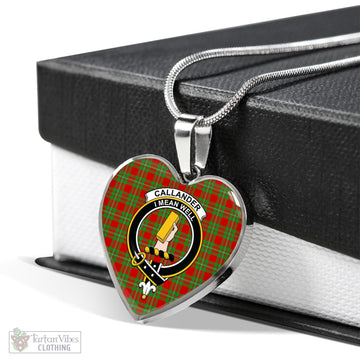 Callander Tartan Heart Necklace with Family Crest