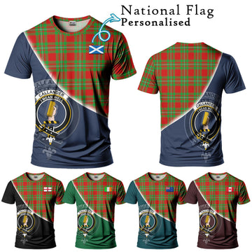 Callander Tartan T-Shirt with Personalised National Flag and Family Crest Half Style