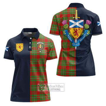 Callander Tartan Women's Polo Shirt Alba with Scottish Lion Royal Arm Half Style