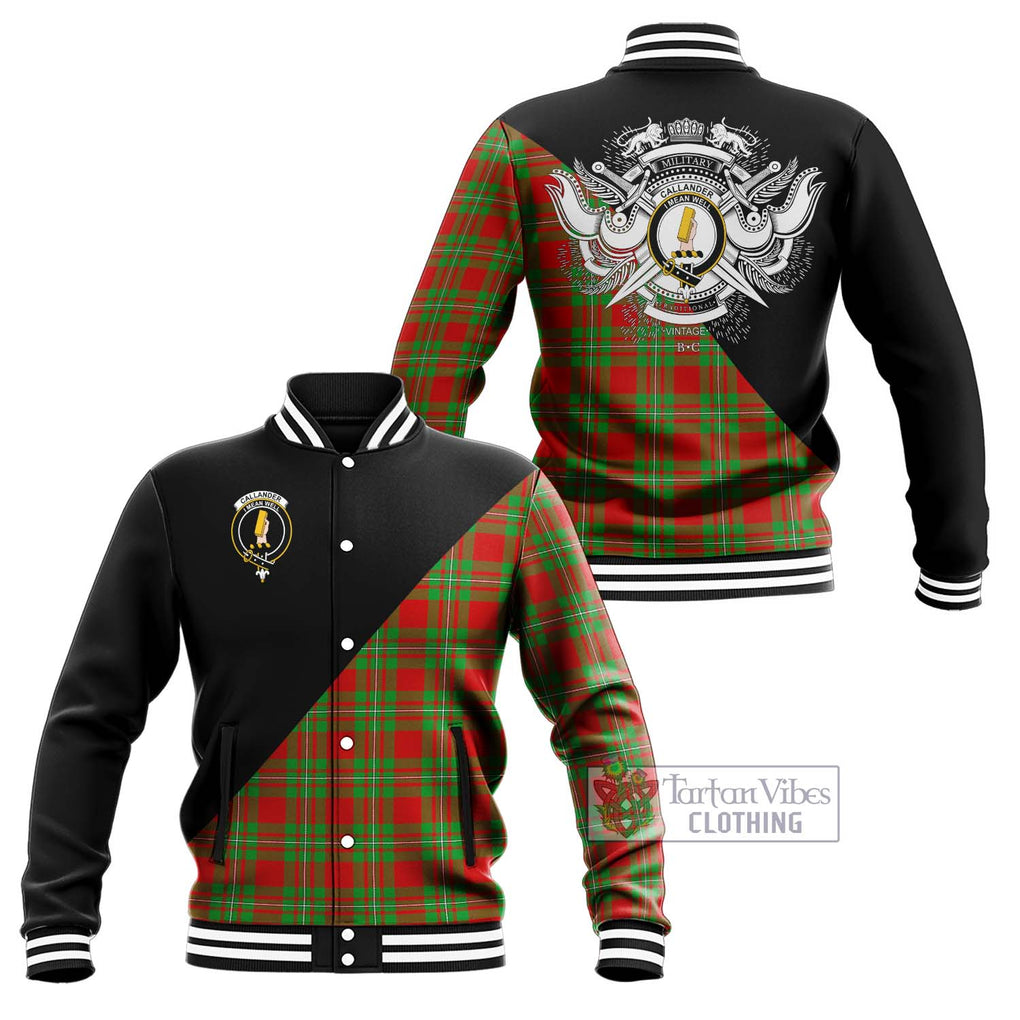 Callander Tartan Baseball Jacket with Family Crest and Military Logo Style Unisex - Tartanvibesclothing Shop