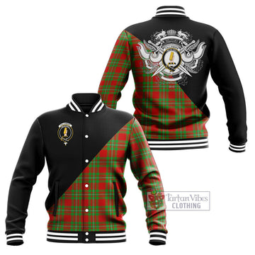 Callander Tartan Baseball Jacket with Family Crest and Military Logo Style