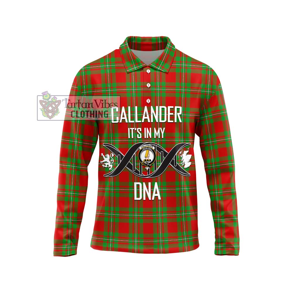 Callander Tartan Long Sleeve Polo Shirt with Family Crest DNA In Me Style Unisex - Tartanvibesclothing Shop