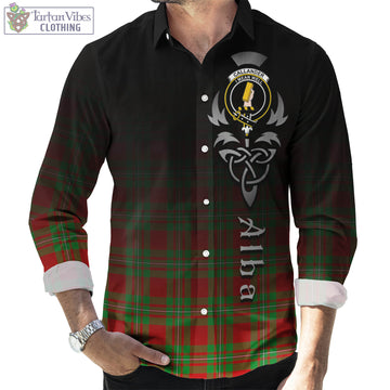 Callander Tartan Long Sleeve Button Up Featuring Alba Gu Brath Family Crest Celtic Inspired