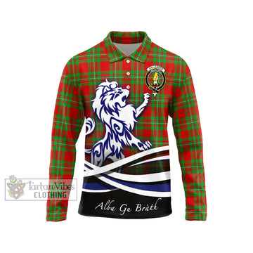 Callander Tartan Long Sleeve Polo Shirt with Alba Gu Brath Regal Lion Emblem