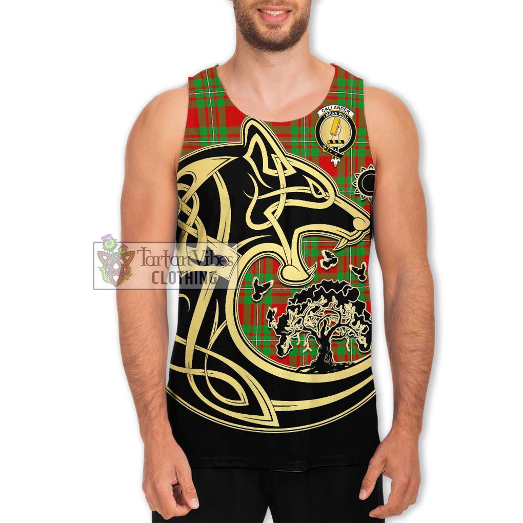 Callander Tartan Men's Tank Top with Family Crest Celtic Wolf Style Men - Tartan Vibes Clothing