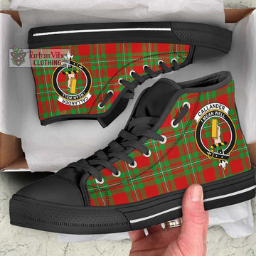 Callander Tartan High Top Shoes with Family Crest