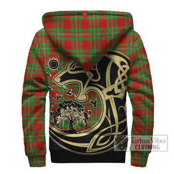 Callander Tartan Sherpa Hoodie with Family Crest Celtic Wolf Style