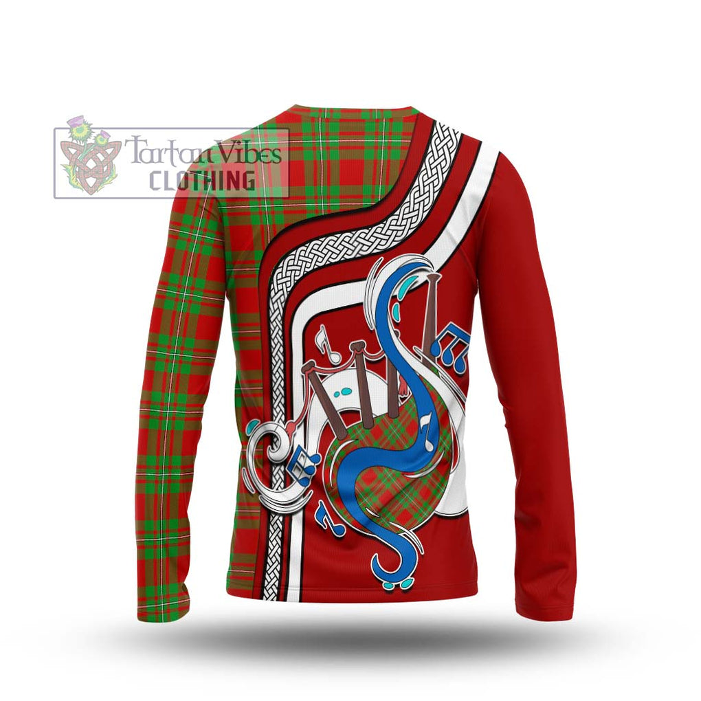 Tartan Vibes Clothing Callander Modern Tartan Long Sleeve T-Shirt with Epic Bagpipe Style