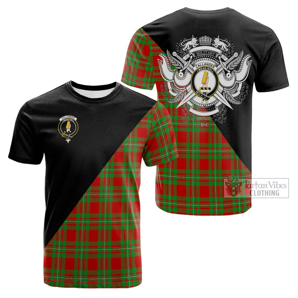 Tartan Vibes Clothing Callander Modern Tartan Cotton T-shirt with Family Crest and Military Logo Style