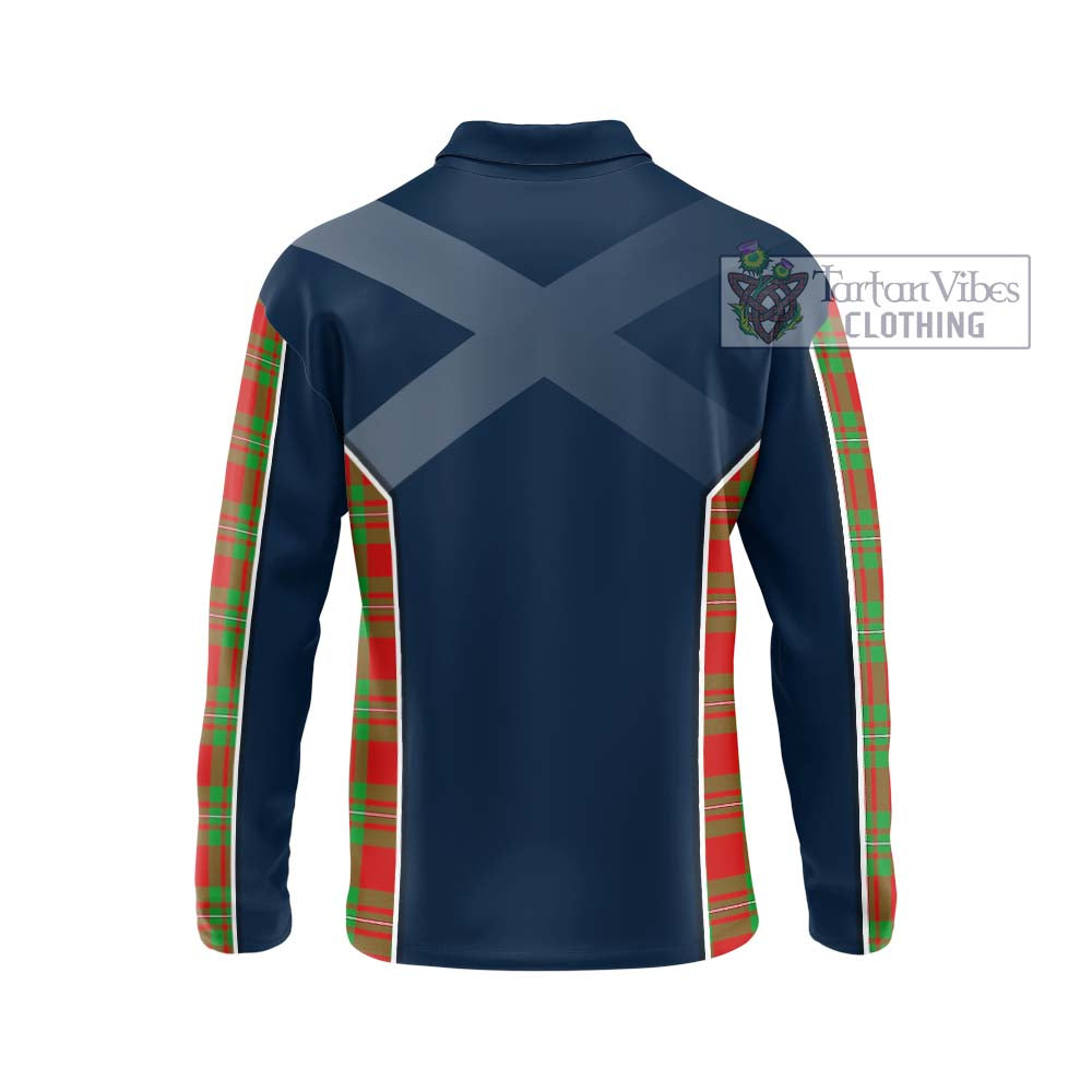 Callander Tartan Long Sleeve Polo Shirt with Family Crest and Lion Rampant Vibes Sport Style - Tartan Vibes Clothing