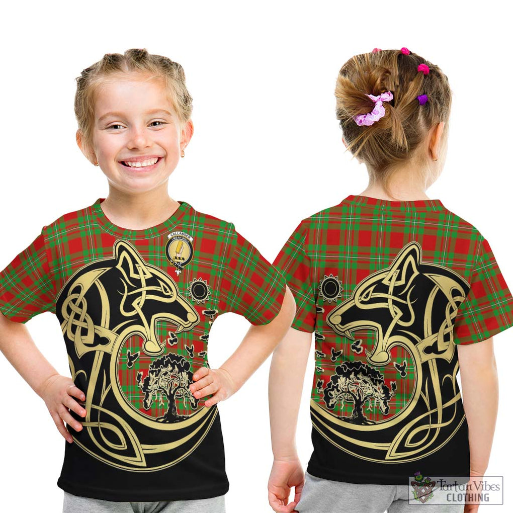 Callander Tartan Kid T-Shirt with Family Crest Celtic Wolf Style - Tartan Vibes Clothing