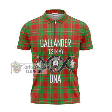 Callander Tartan Zipper Polo Shirt with Family Crest DNA In Me Style