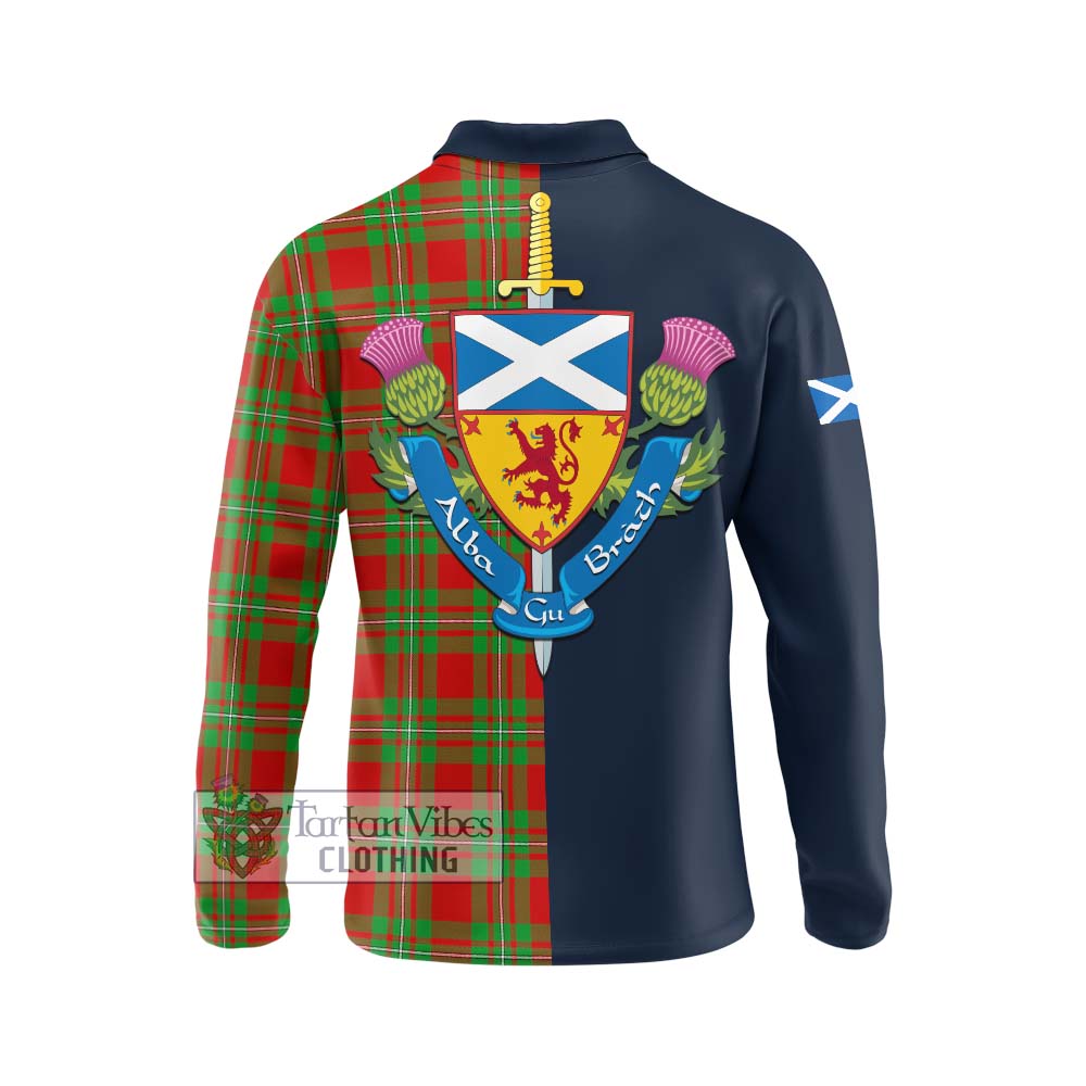 Tartan Vibes Clothing Callander Modern Tartan Long Sleeve Polo Shirt with Scottish Lion Royal Arm Half Style