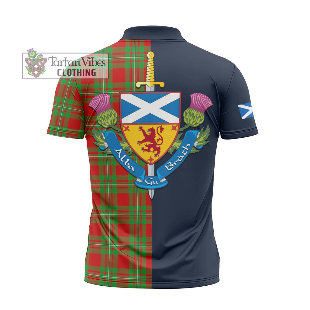 Tartan Vibes Clothing Callander Modern Tartan Zipper Polo Shirt with Scottish Lion Royal Arm Half Style