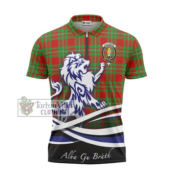 Callander Tartan Zipper Polo Shirt with Alba Gu Brath Regal Lion Emblem