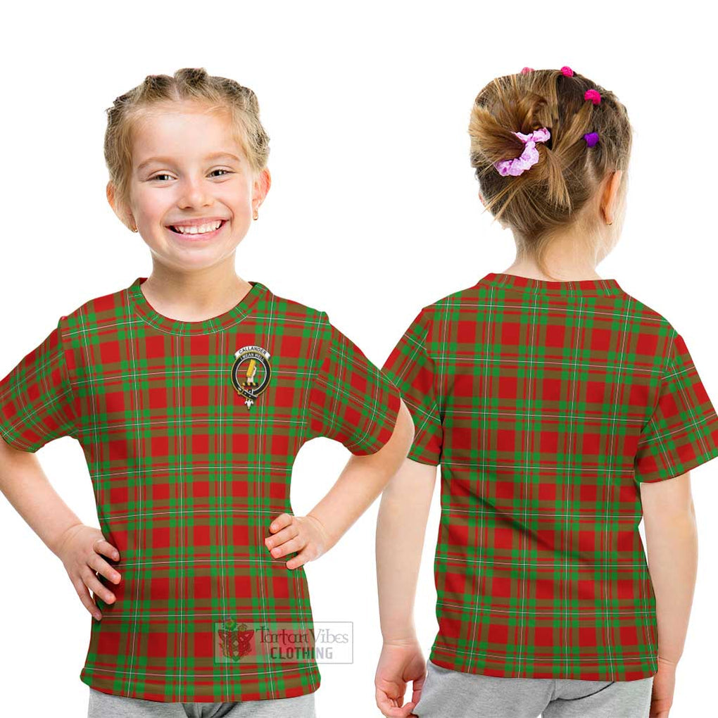 Callander Tartan Kid T-Shirt with Family Crest - Tartanvibesclothing Shop