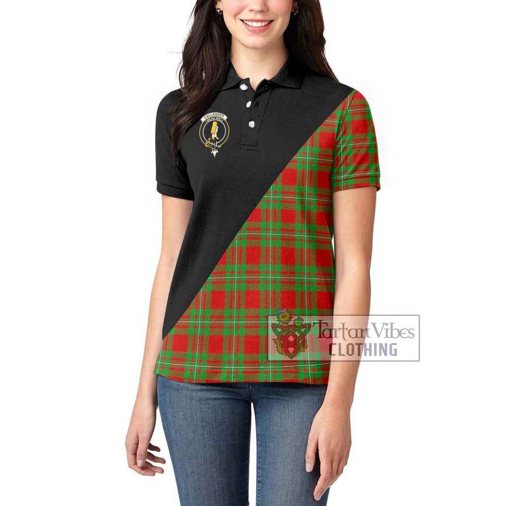 Callander Tartan Women's Polo Shirt with Family Crest and Military Logo Style - Tartanvibesclothing Shop